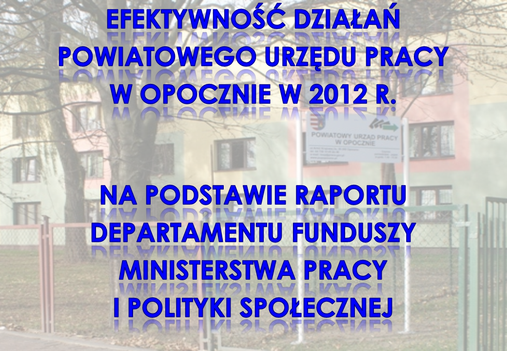 Zdjęcie prezentacji Efektywność działań Powiatowego Urzędu Pracy w Opocznie w 2012 roku