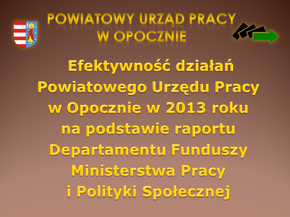 Zdjęcie prezentacji Efektywność działań Powiatowego Urzędu Pracy w Opocznie w 2013 roku