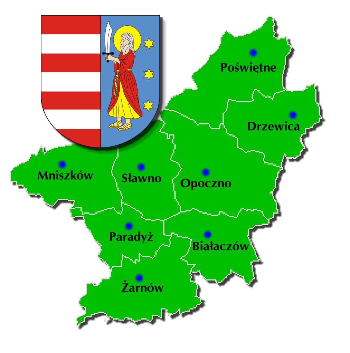Obraz - Mapa powiatu opoczyńskiego.