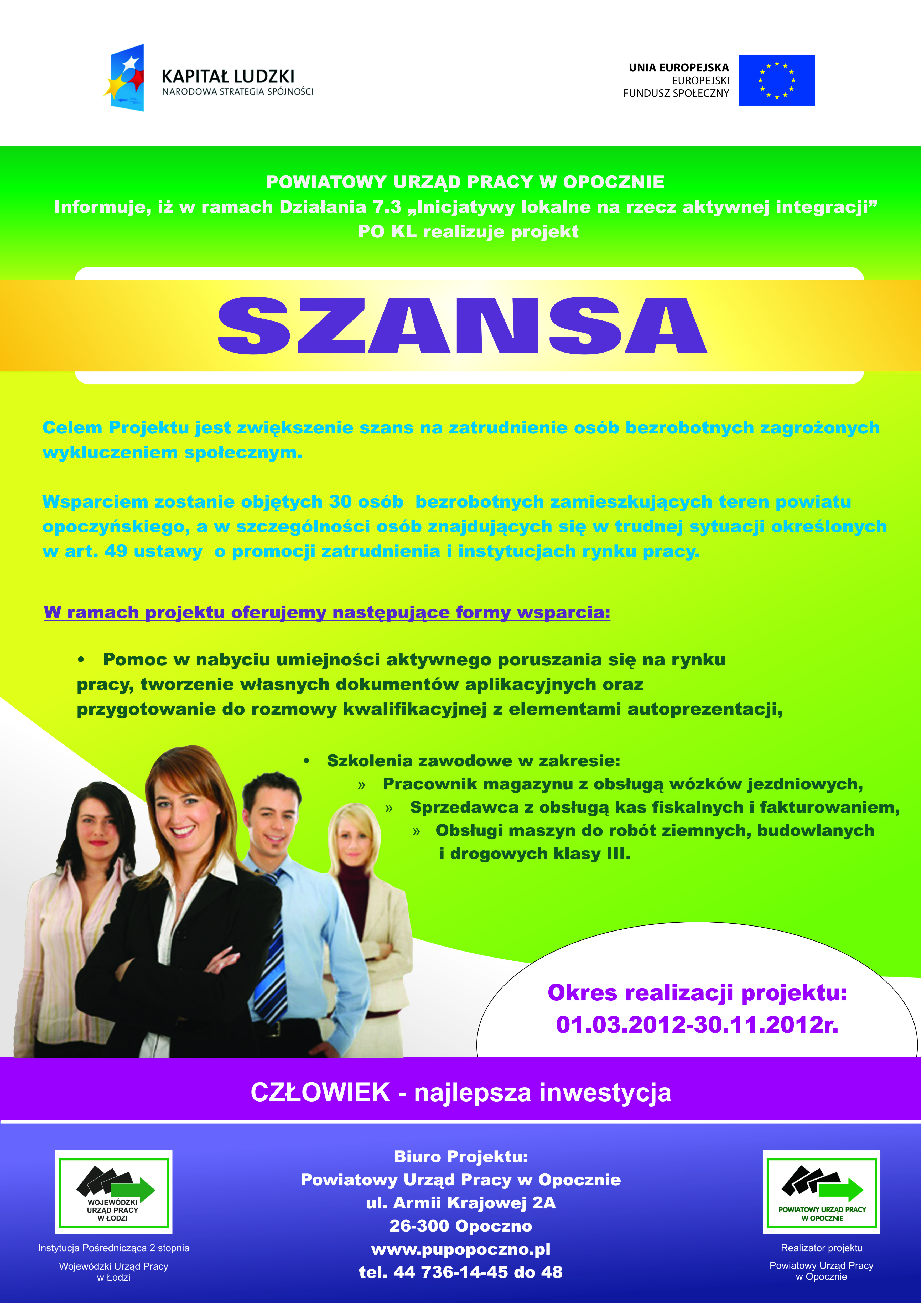 Zdjęcie plakatu projektu SZANSA