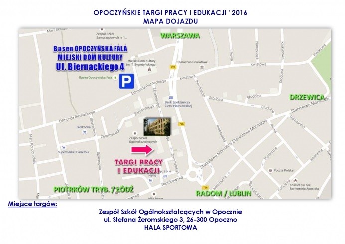 Zdjęcie mapy dojazdu na Opoczyńskie Targi Pracy i Edukacji ' 2016